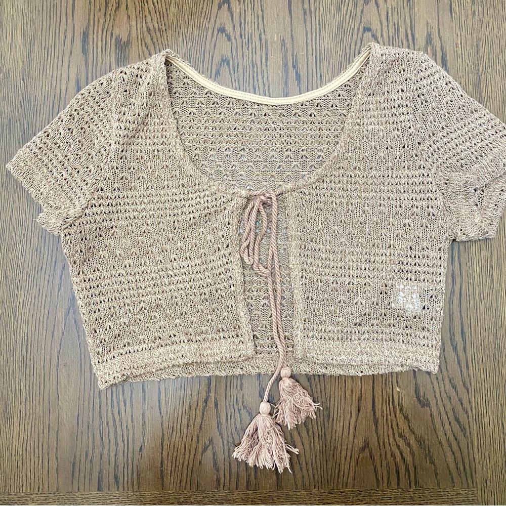 SHEIN Beige Crochet Crop Top